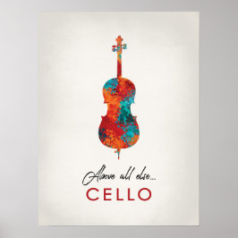 Cello - Helle, farbenfrohe Musik Poster