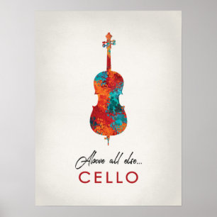 Cello - Helle, farbenfrohe Musik Poster