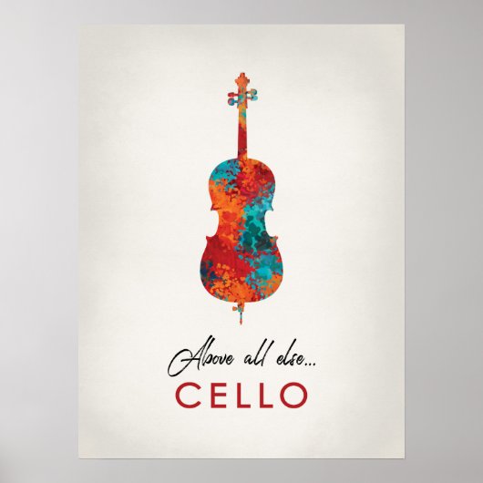 Cello - Helle, farbenfrohe Musik Poster (Vorne)