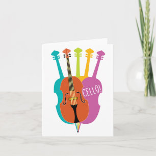 Cello Hello Musical Instruments - farbenfrohe Note Karte