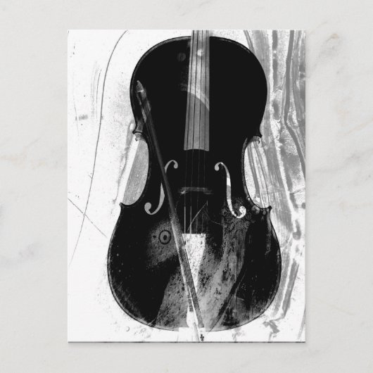 Cello-Illustration in Schwarzweiß Postkarte (Vorderseite)