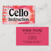 Cello Instruction Lessons Hot Pink Business Cards Visitenkarte (Vorne/Hinten)
