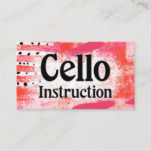 Cello Instruction Lessons Hot Pink Business Cards Visitenkarte