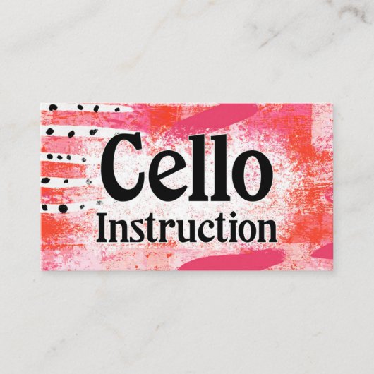 Cello Instruction Lessons Hot Pink Business Cards Visitenkarte (Vorderseite)