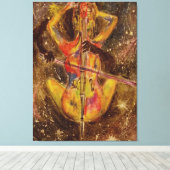 Cello Lady Canvas Print Space Sonata - Malerei Leinwanddruck (Insitu (Holzboden))