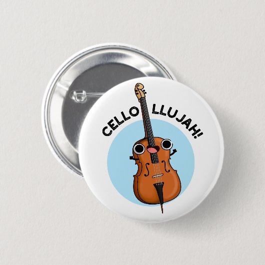 Cello-llujah Funny Cello Pun Button (Vorne & Hinten)