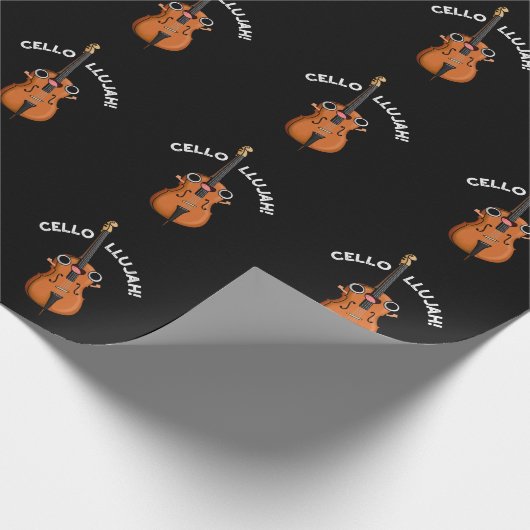 Cello-llujah Funny Cello Pun Dark BG Geschenkpapier (Ecke)