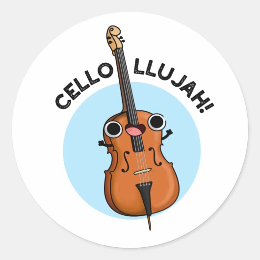 Cello-llujah Funny Cello Pun Runder Aufkleber (Vorderseite)