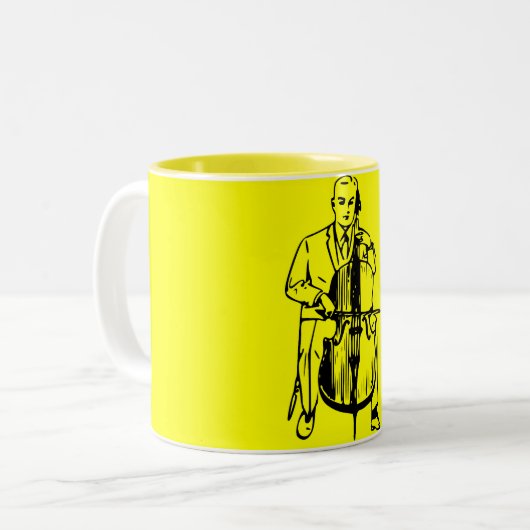 Cello man plays Bach Zweifarbige Tasse (Vorderseite Links)