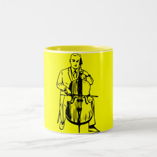 Cello man plays Bach Zweifarbige Tasse