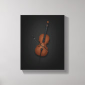 Cello mit Bow über Strings auf 8x10 schwarz Leinwanddruck (Vorderseite)