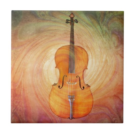 Cello mit warmem buntem strukturiertem Hintergrund Fliese (Vorderseite)
