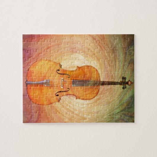 Cello mit warmem buntem strukturiertem Hintergrund Puzzle (Horizontal)