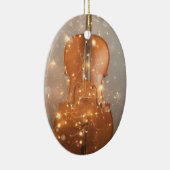 Cello mit Weihnachtsbeleuchtung Keramik Ornament (Rechts)