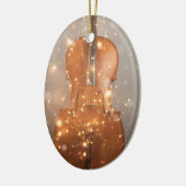 Cello mit Weihnachtsbeleuchtung Keramik Ornament (Links)