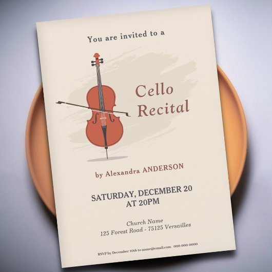 Cello Music Recital Invitation Einladung