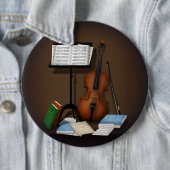 Cello & Music Stand Charme Miniatur Szene Button (Beispiel)