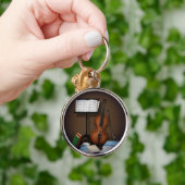 Cello & Music Stand Charme Miniatur Szene Schlüsselanhänger (Hand)