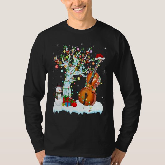 Cello Music Xmas Tree Lighting Weihnachtsmannmütze T-Shirt (Vorderseite)
