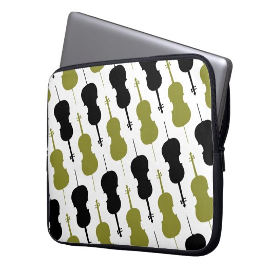 Cello Musical Pattern Laptopschutzhülle (Vorderseite Links)