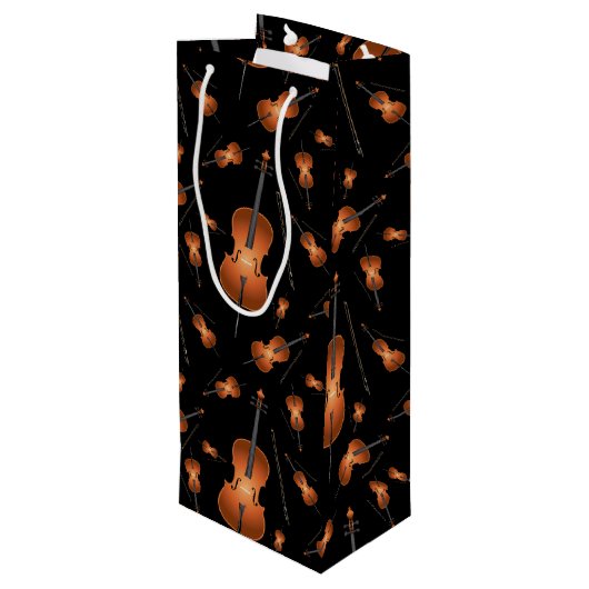 Cello Musician Music Teacher String Orchestra Geschenktüte Für Weinflaschen (Rückseite Schrägansicht)