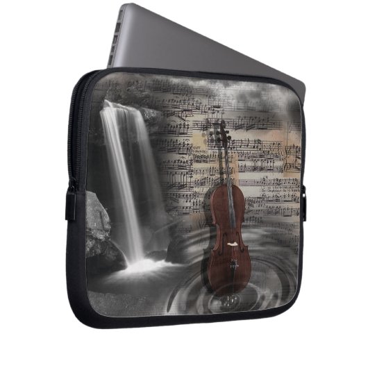 Cello-Musik-Wasserfall-Computer-Hülse Laptopschutzhülle (Vorne Rechts)