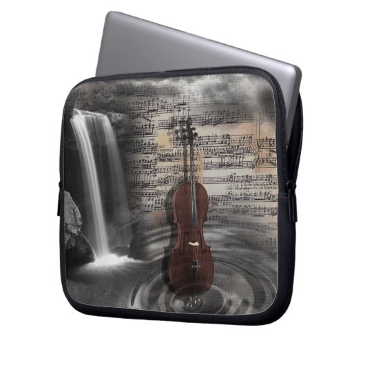 Cello-Musik-Wasserfall-Computer-Hülse Laptopschutzhülle (Vorderseite Links)