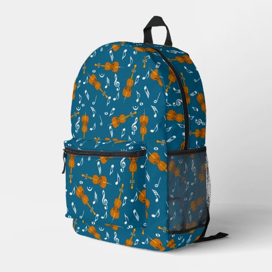 Cello Musiknote Pattern Bedruckter Rucksack (Rückseitige Ecke Rechts)