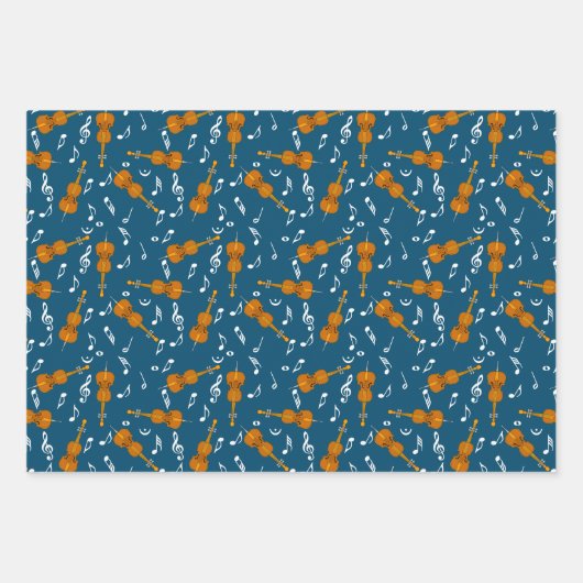 Cello Musiknote Pattern Geschenkpapier Set (Vorderseite)