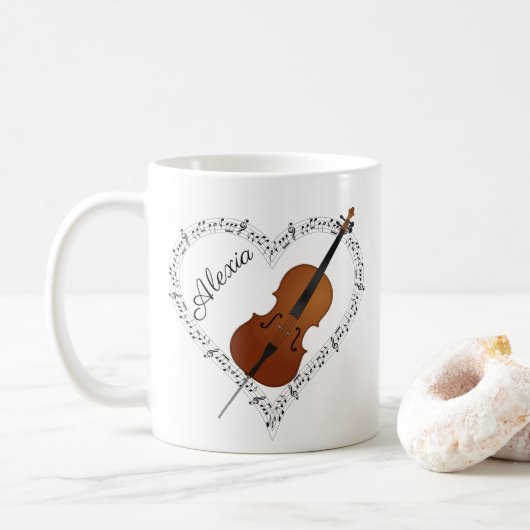 Cello Musiknotens Kaffee Tasse (Mit Donut)