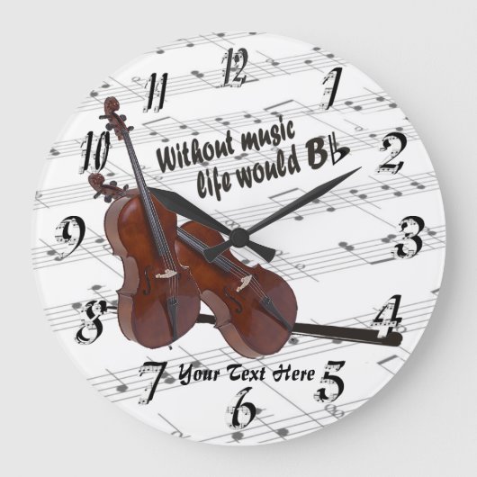 Cello - Ohne Musik würde das Leben in der Wand fla Große Wanduhr (Vorderseite)