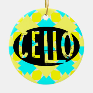 Cello Oval Rough Text Keramik Ornament