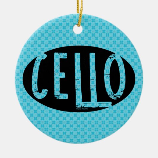 Cello Oval Rough Text Keramik Ornament (Vorne)
