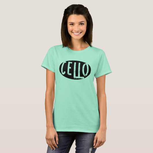 Cello Oval Rough Text T-Shirt (Vorne ganz)