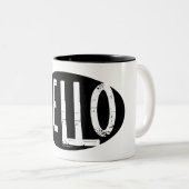 Cello Oval Rough Text Zweifarbige Tasse (VorderseiteRechts)