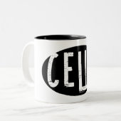 Cello Oval Rough Text Zweifarbige Tasse (Vorderseite Links)