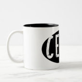 Cello Oval Rough Text Zweifarbige Tasse (Links)