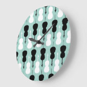 Cello Pattern - Aquamarin Große Wanduhr (Winkel)