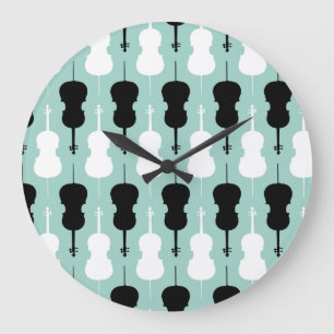 Cello Pattern - Aquamarin Große Wanduhr