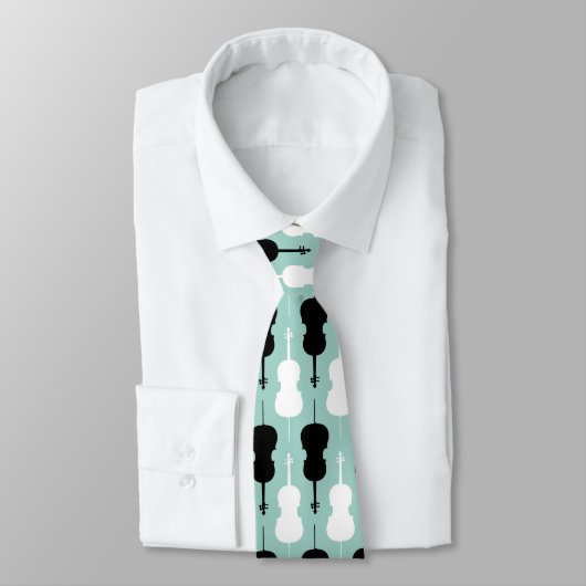 Cello Pattern - Aquamarin Krawatte (Gebunden)