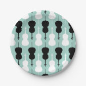 Cello Pattern - Aquamarin, schwarz und weiß Pappteller (Vorderseite)