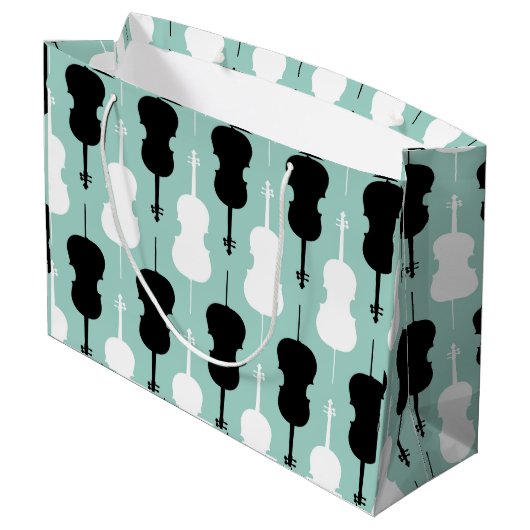 Cello Pattern Große Geschenktüte (Rückseite Schrägansicht)
