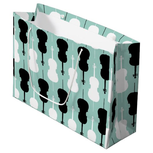 Cello Pattern Große Geschenktüte (Vorderseite Schrägansicht)