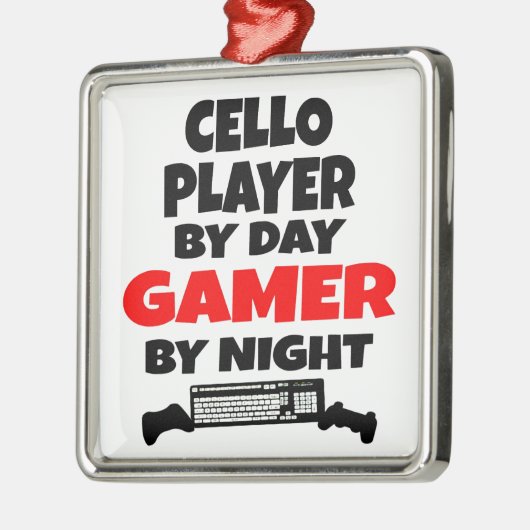 Cello Player by Day Gamer by Night Silbernes Ornament (Links)