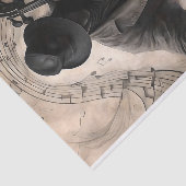 Cello Player in Shadow w/ Musical Notes Decoupage Seidenpapier (Ausschnitt)