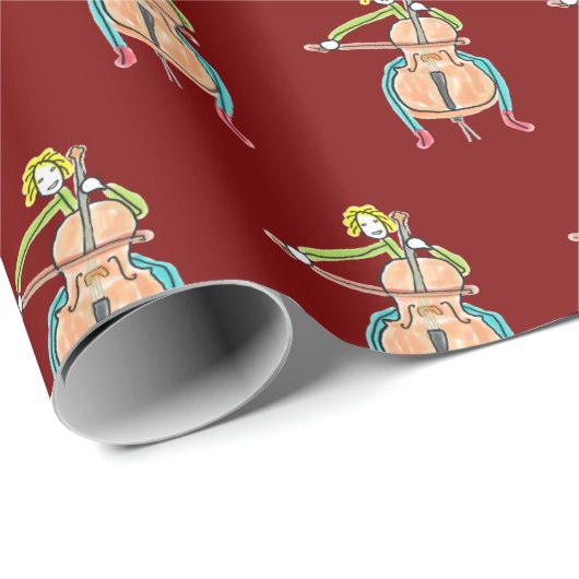 Cello Playing Stickman Geschenkpapier (Rolleneckpunkt)