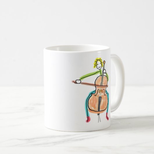 Cello Playing Stickman Kaffeetasse (VorderseiteRechts)