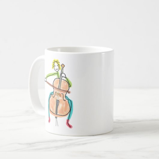 Cello Playing Stickman Kaffeetasse (Vorderseite Links)