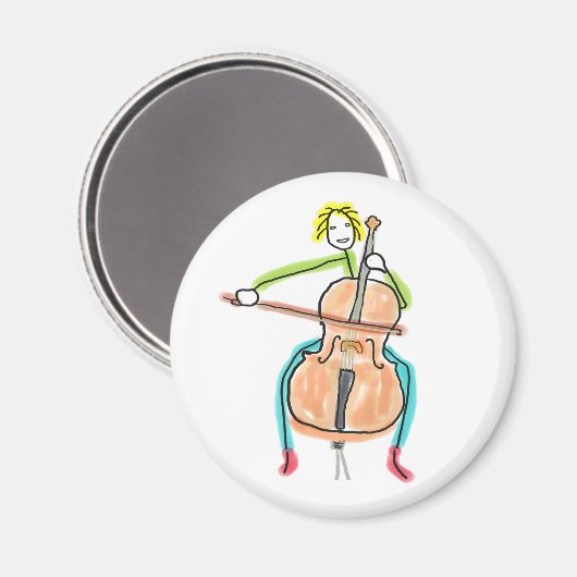 Cello Playing Stickman Magnet (Vorderseite/Rückseite)