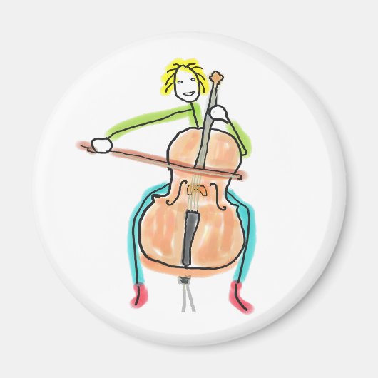 Cello Playing Stickman Magnet (Vorne)